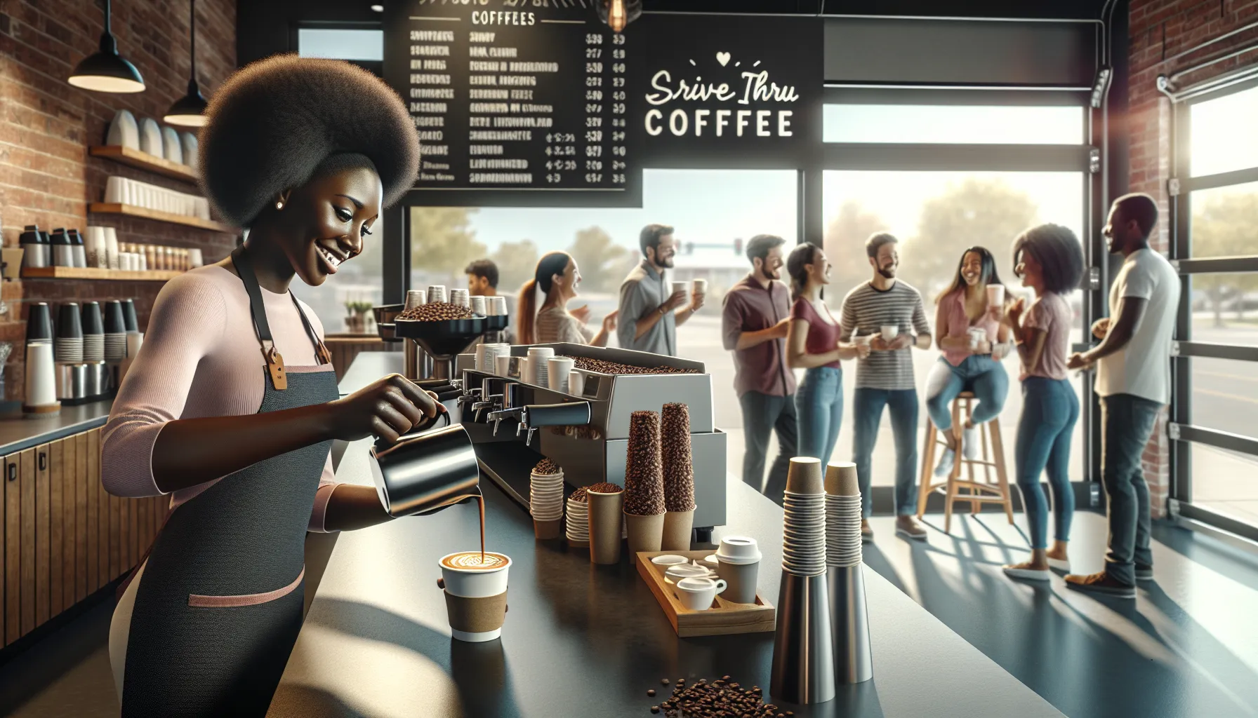 A barista pours coffee in one of the popular coffee shops Springfield MO, bustling with customers.