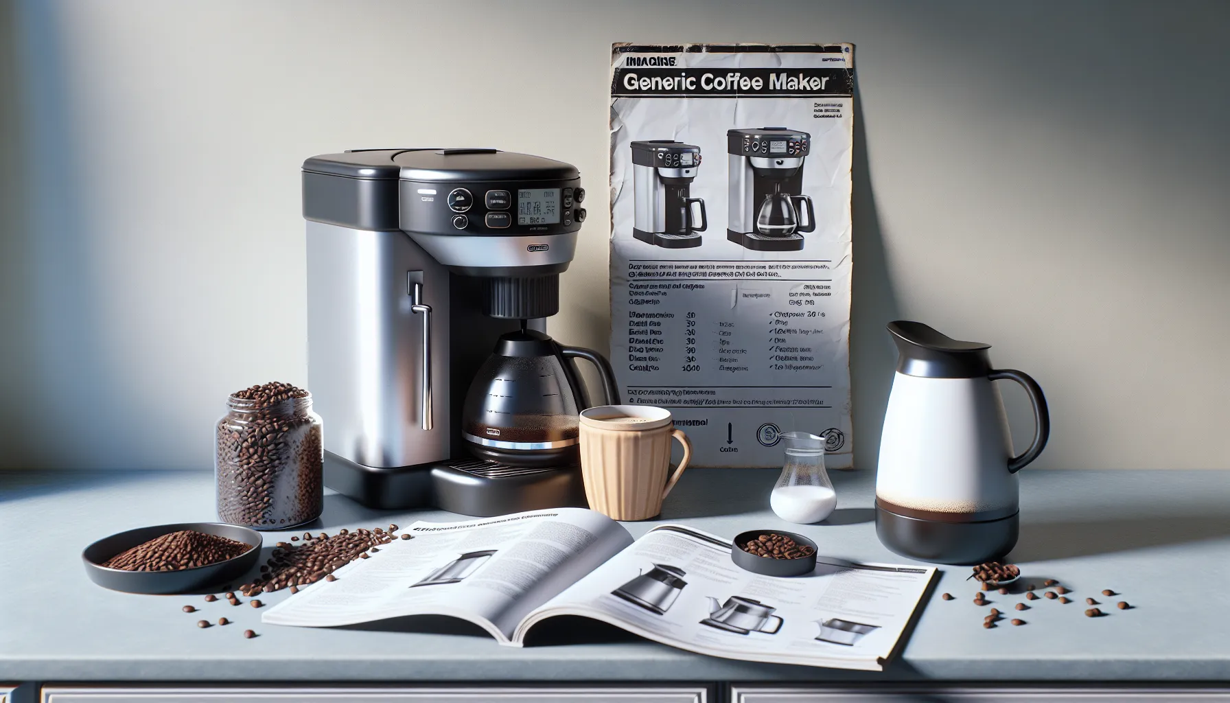 A coffee maker setup with instructions, demonstrating how to use Mr. Coffee Maker effectively.