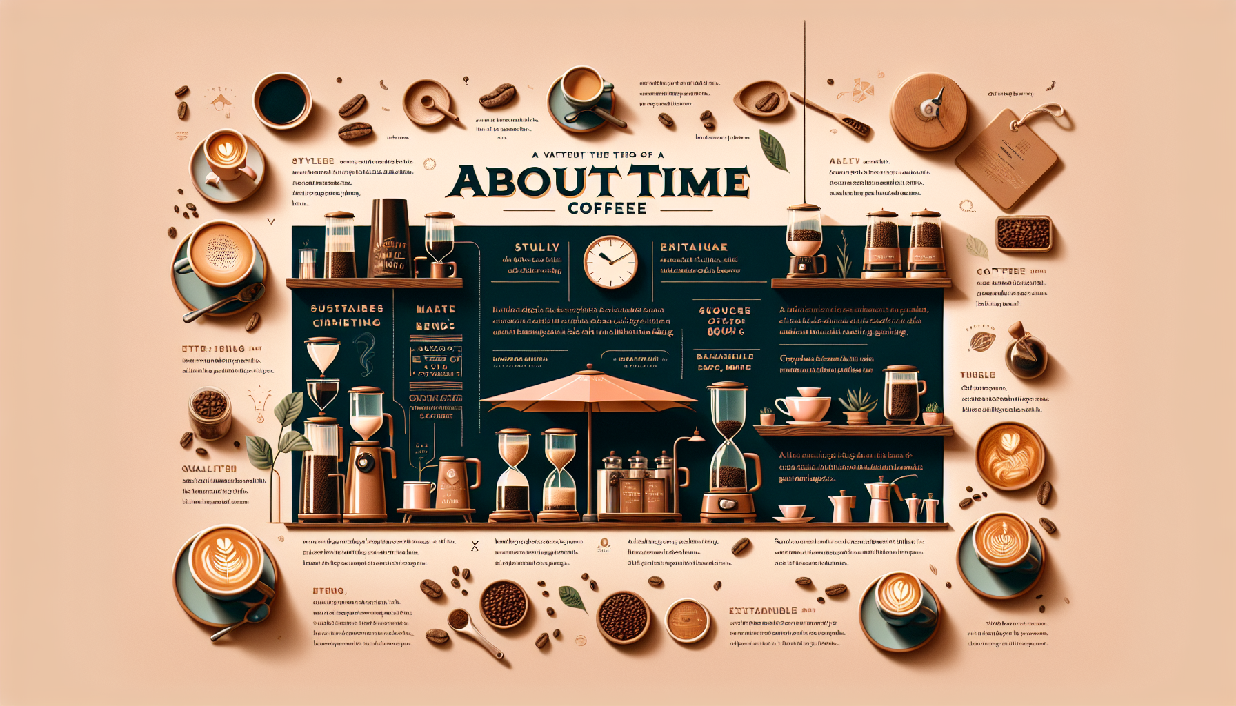 An artistic coffee-themed infographic titled 