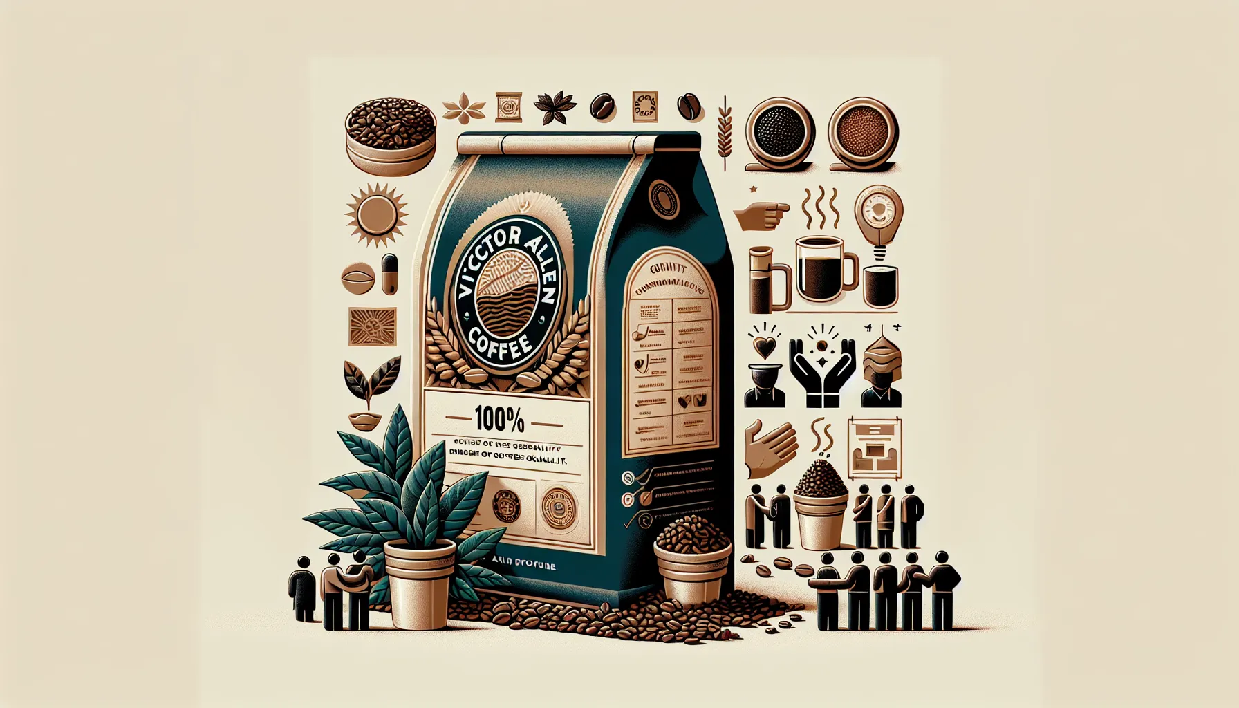 A graphic illustration of a coffee bag labeled 