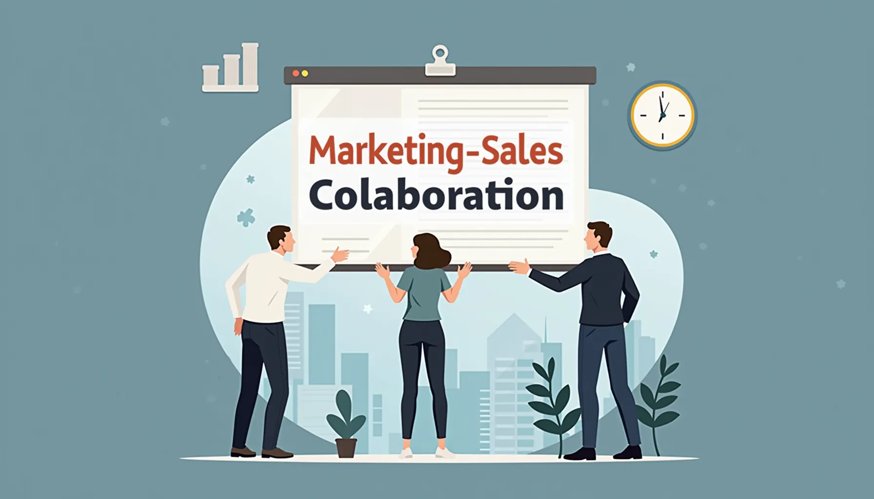 A visual representation of how marketing can help sales team through collaboration and teamwork.