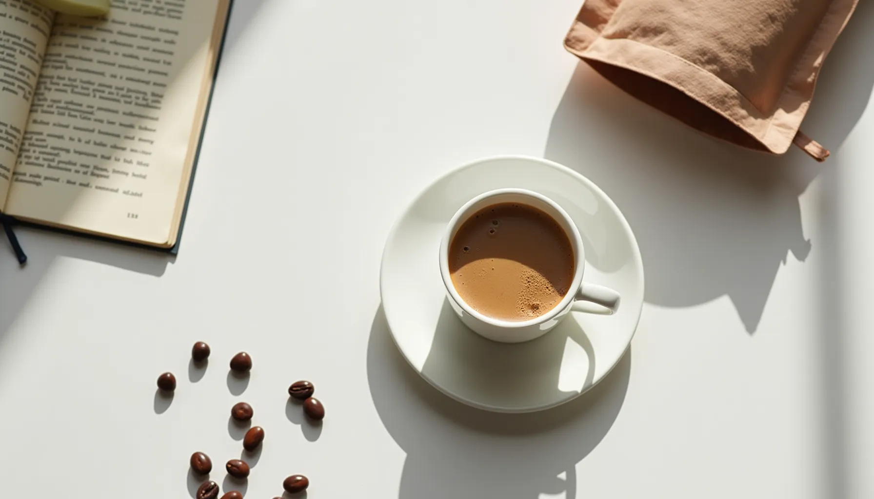 A steaming cup of coffee on a plate surrounded by coffee beans, illustrating a protein coffee recipe.