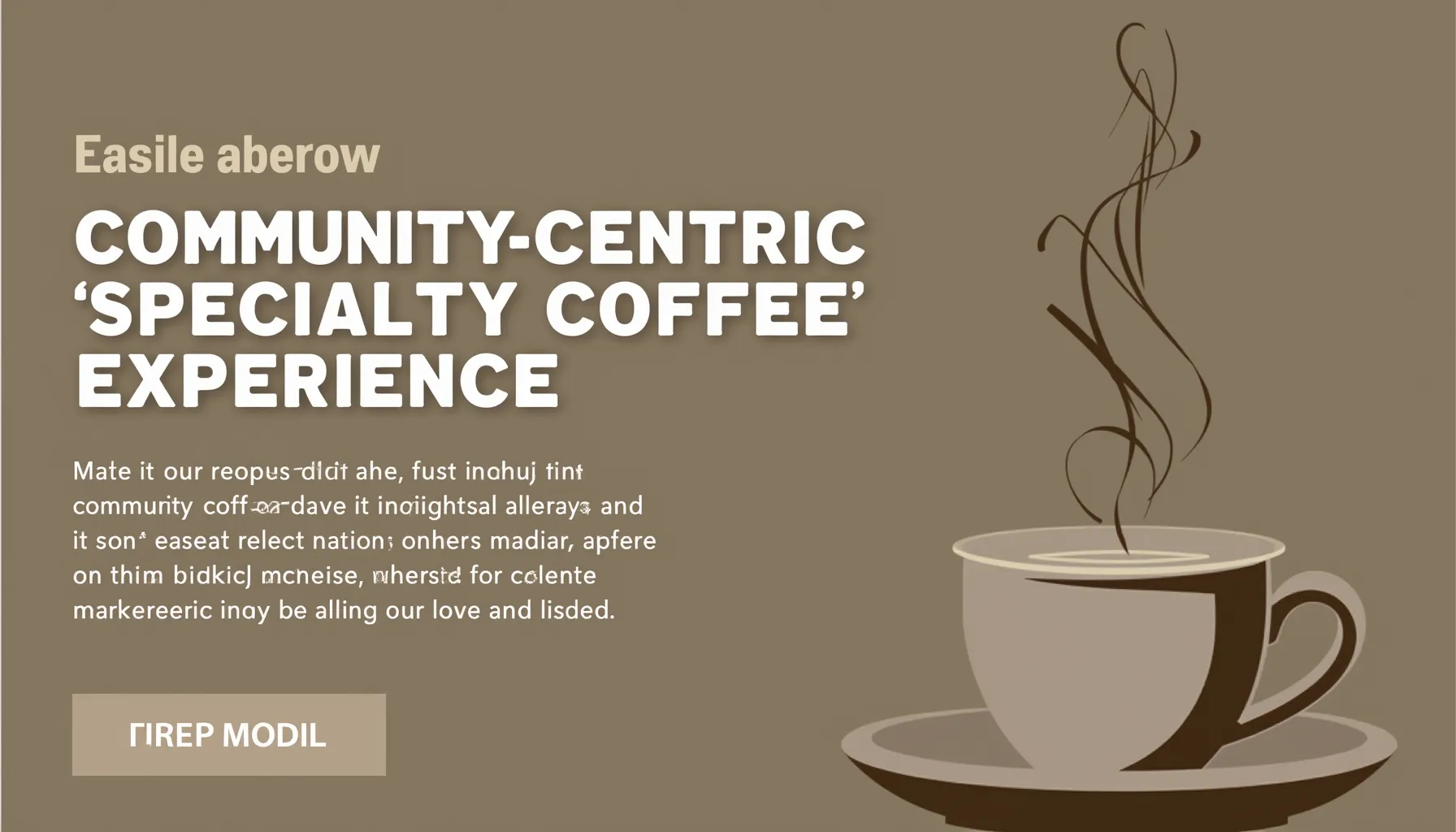 A steaming cup of gravity coffee with artistic steam swirls, highlighting a specialty coffee experience.