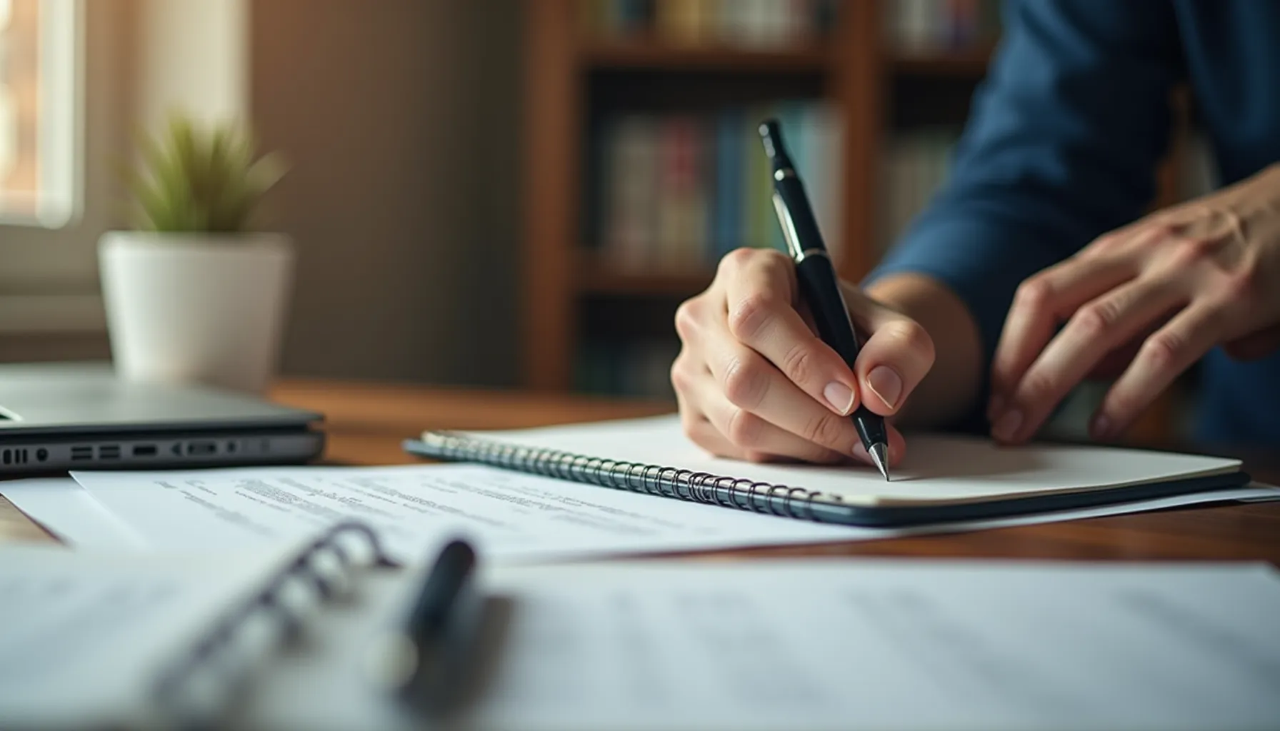 A person writing in a notebook, exploring the best GPT models for writing in a cozy workspace.