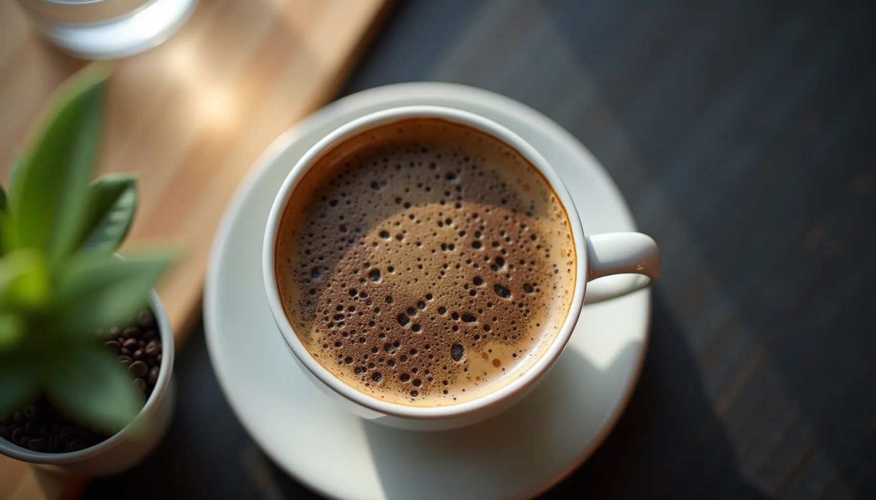 A close-up of a frothy coffee cup highlights the best coffee shops in Grand Rapids.