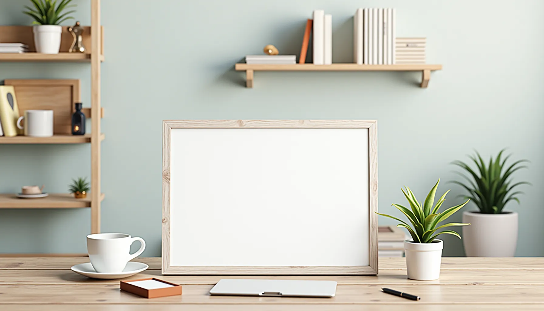 A minimal workspace setup featuring consulting testimonial examples on a blank frame.