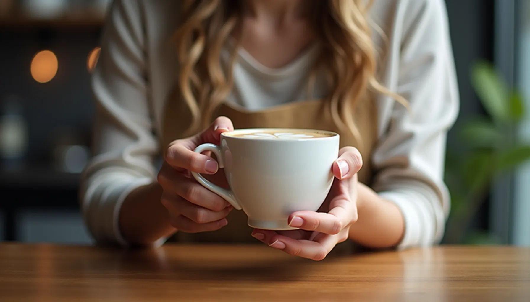 A person holding a cup of coffee, showcasing the cozy ambiance of Boomtown Coffee.