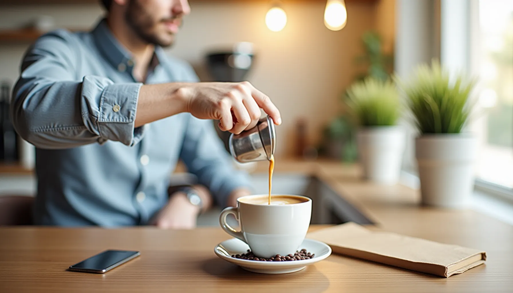 A person pours coffee into a cup, showcasing the rich experience of parable coffee.