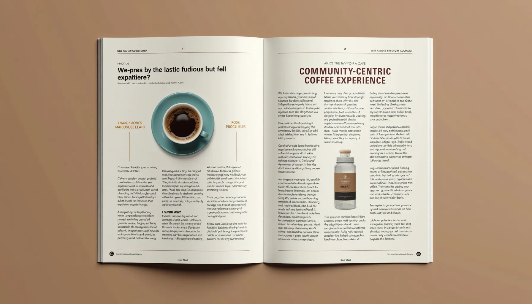 A vibrant cup of coffee sits atop an article about five watt coffee and community-centric experiences.