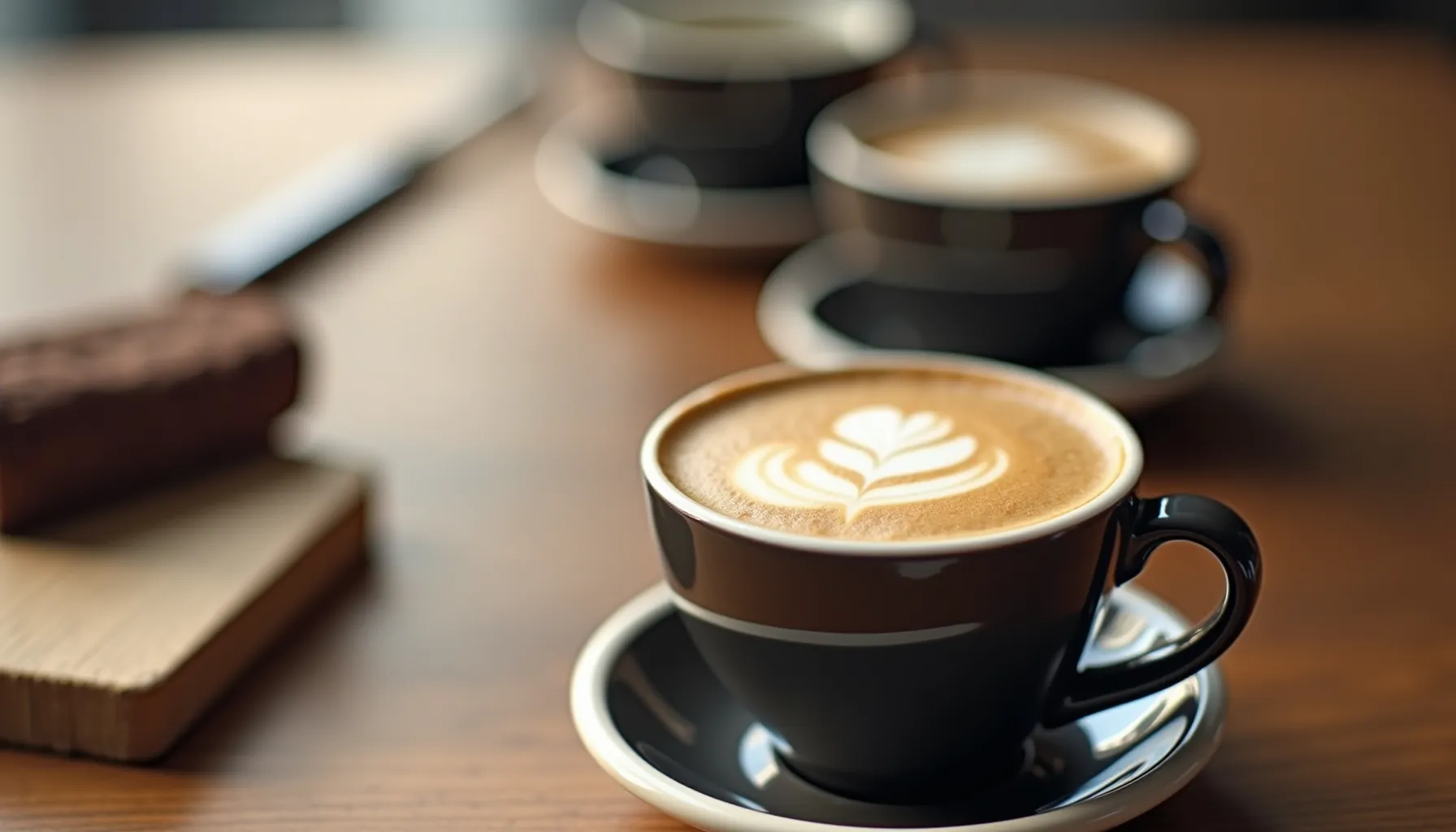 A close-up of a beautifully crafted cup of coffee in Spanish, featuring intricate latte art.